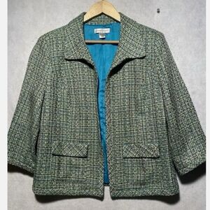 Christopher and Banks Women's Open Front Tweed Lined 3/4 Sleeves Sz XL